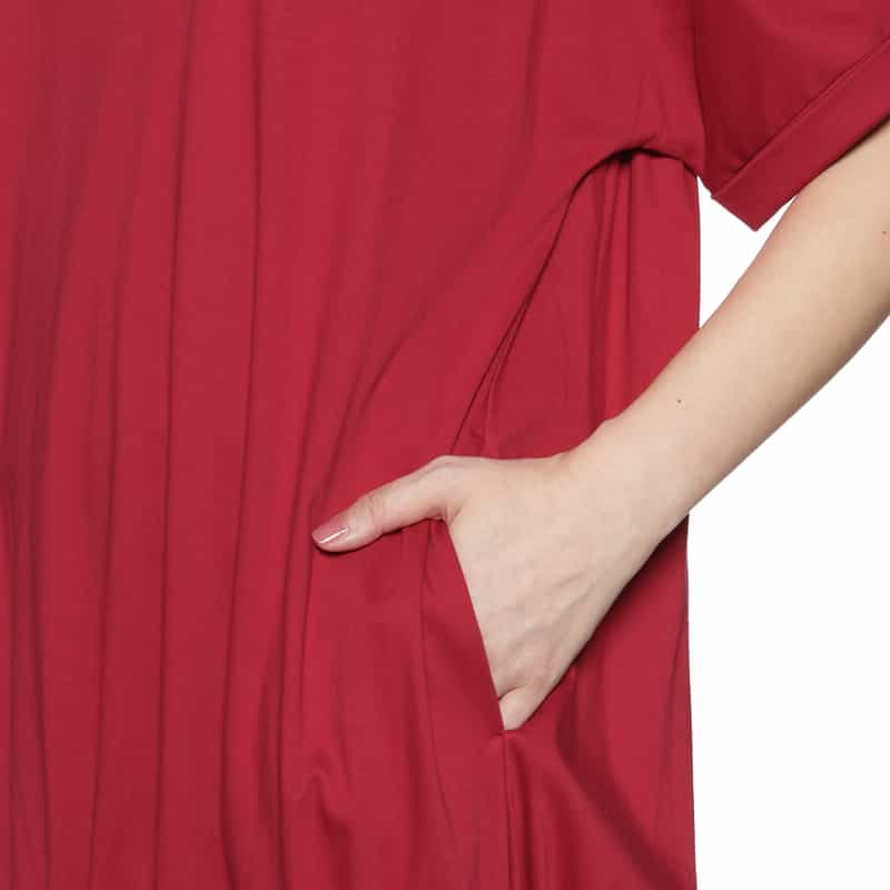 BARNEYS NEW YORK ウォッシャブル ギャザーカットソードレス RED