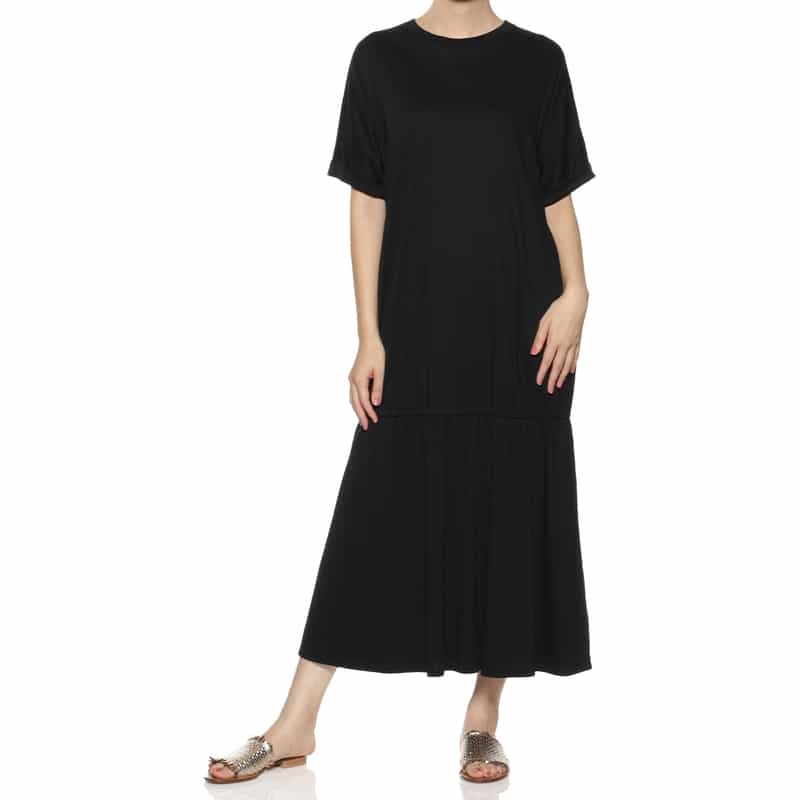 BARNEYS NEW YORK ウォッシャブル ギャザーカットソードレス BLACK