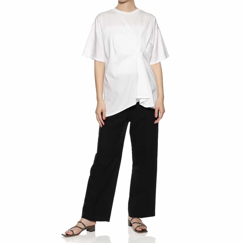 BARNEYS NEW YORK ウォッシャブル ツイストタック入りTシャツ WHITE