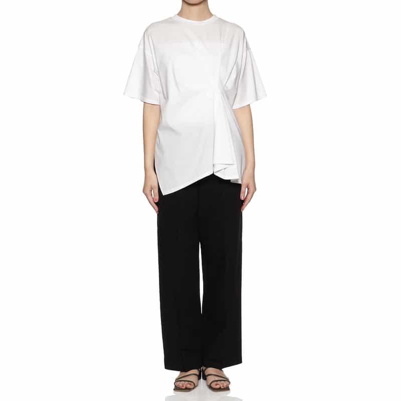 BARNEYS NEW YORK ウォッシャブル ツイストタック入りTシャツ WHITE