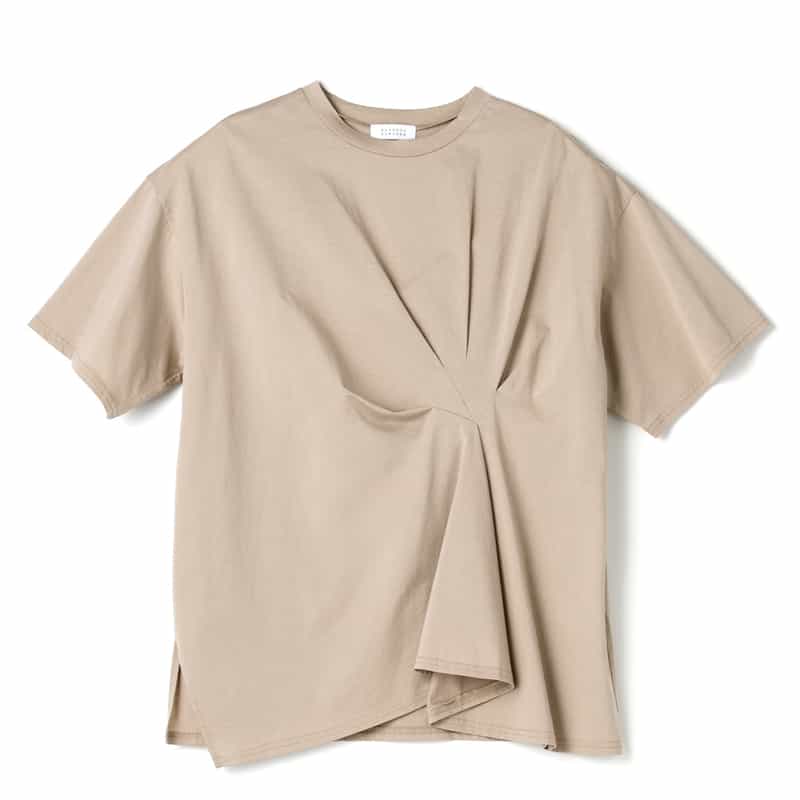 BARNEYS NEW YORK ウォッシャブル ツイストタック入りTシャツ GRAY BEIGE