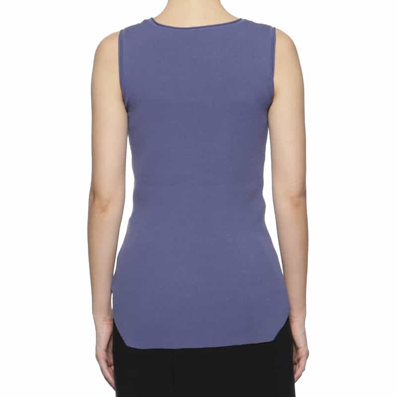 BARNEYS NEW YORK ウォッシャブル ノースリーブリブニットプルオーバー BLUE