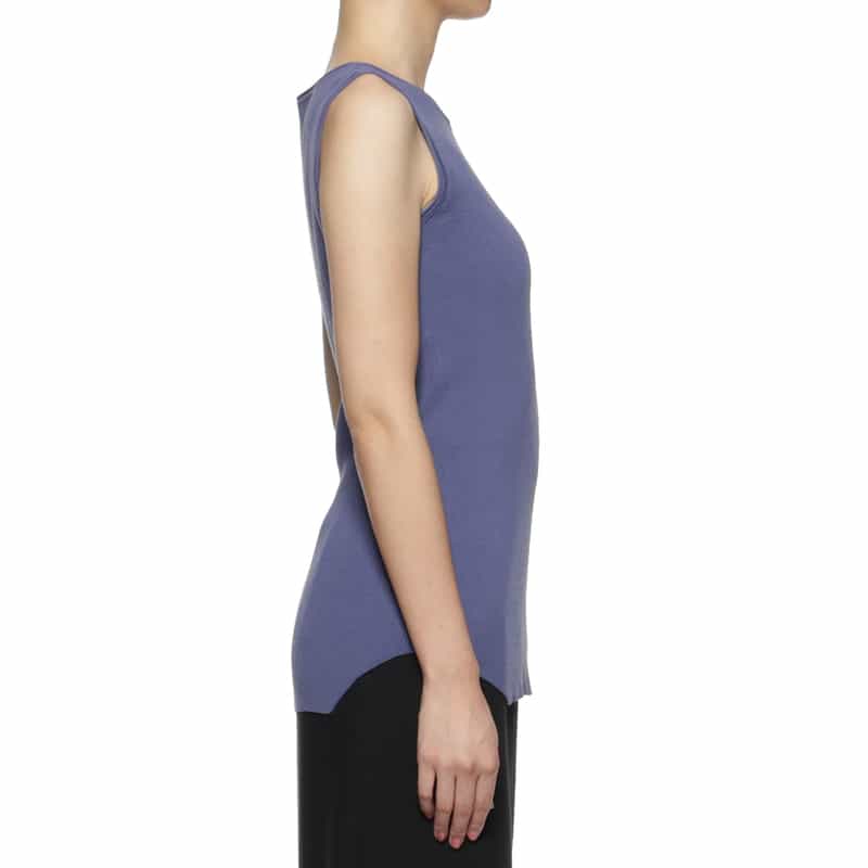 BARNEYS NEW YORK ウォッシャブル ノースリーブリブニットプルオーバー BLUE