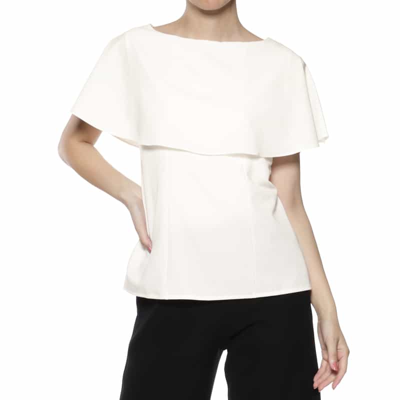 BARNEYS NEW YORK ラッフルカラーブラウス OFF WHITE