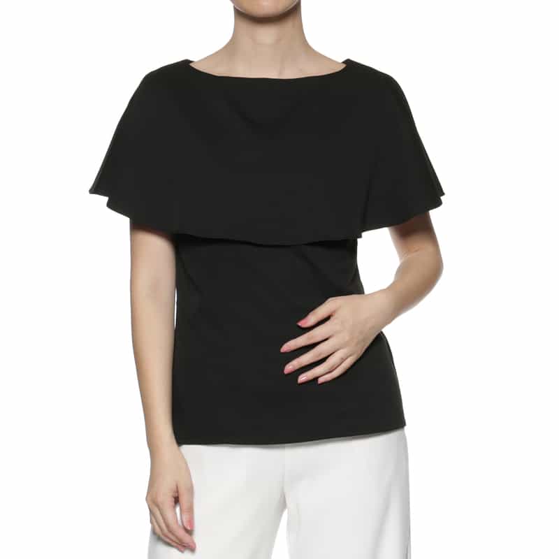 BARNEYS NEW YORK ラッフルカラーブラウス BLACK