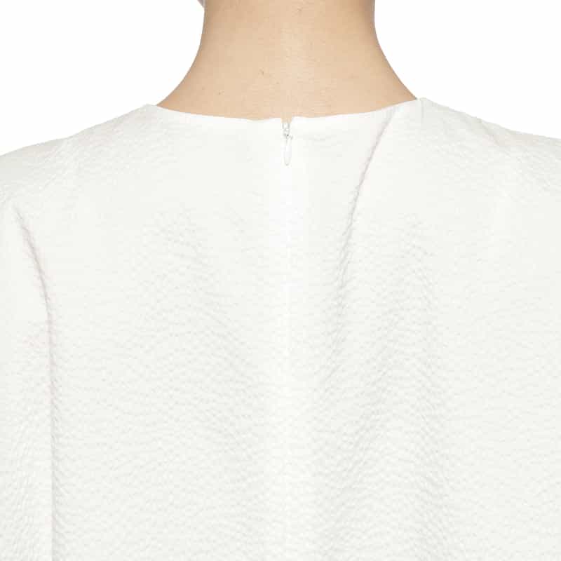 BARNEYS NEW YORK ウォッシャブル クールマックスサッカー素材Aラインドレス WHITE