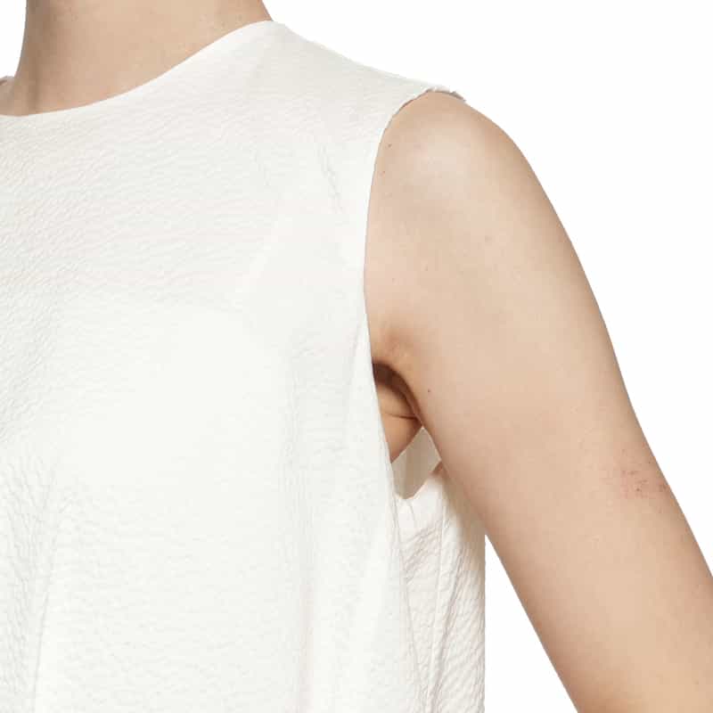 BARNEYS NEW YORK ウォッシャブル クールマックスサッカー素材Aラインドレス WHITE