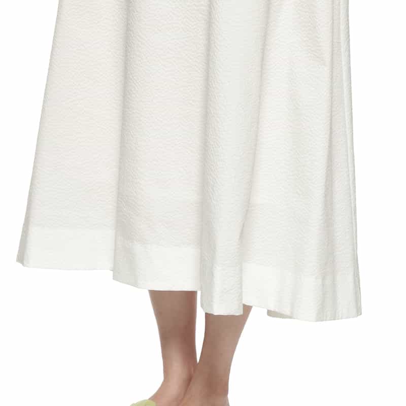 BARNEYS NEW YORK ウォッシャブル クールマックスサッカー素材Aラインドレス WHITE