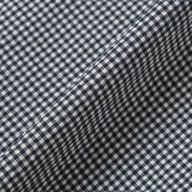 BARNEYS NEW YORK ウォッシャブル クールマックスサッカー素材Aラインドレス NAVY