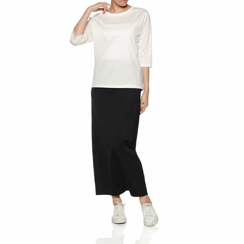 BARNEYS NEW YORK ウォッシャブル ジャージー素材クルーネックTシャツ WHITE