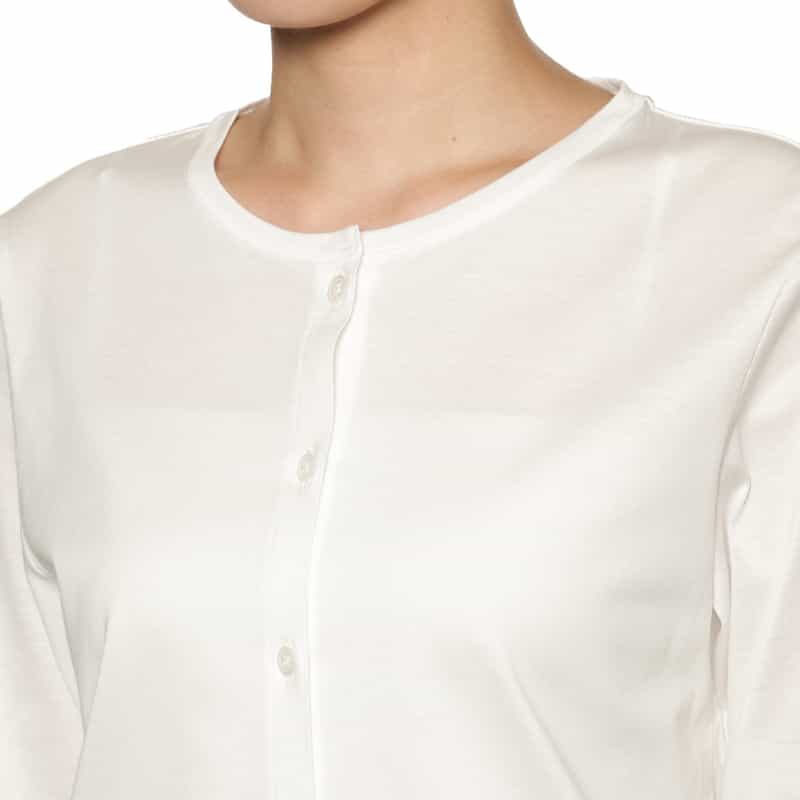 BARNEYS NEW YORK ジャージー素材 クルーネックカーディガン WHITE