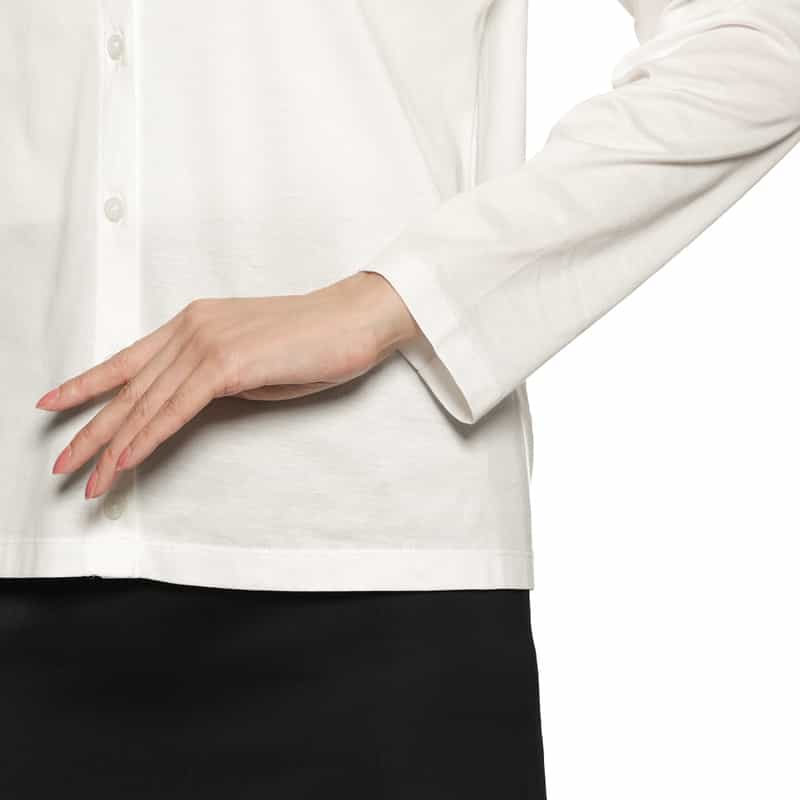 BARNEYS NEW YORK ジャージー素材 クルーネックカーディガン WHITE