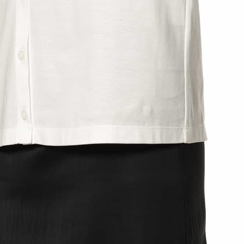 BARNEYS NEW YORK ジャージー素材 クルーネックカーディガン WHITE