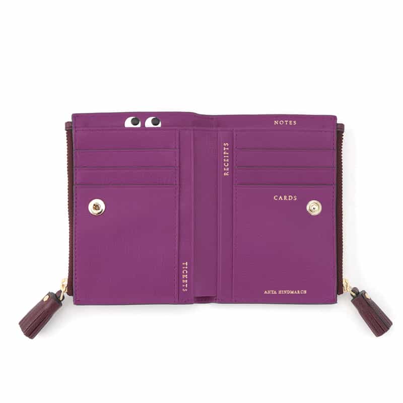 ANYA HINDMARCH ANYA HINDMARCH＜アニヤ ハインドマーチ＞ ダブルジップハーフウォレット “EYES“ WINE