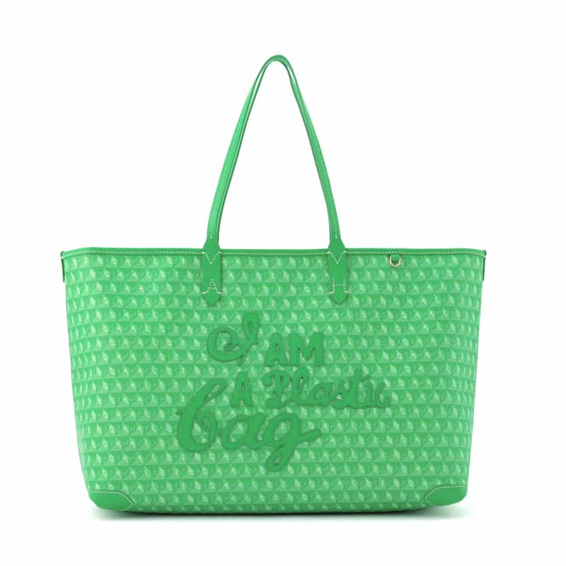 ANYA HINDMARCH ANYA HINDMARCH＜アニヤ ハインドマーチ＞ ジップ付きトートバッグ “I am a Plastic Bag“ GREEN