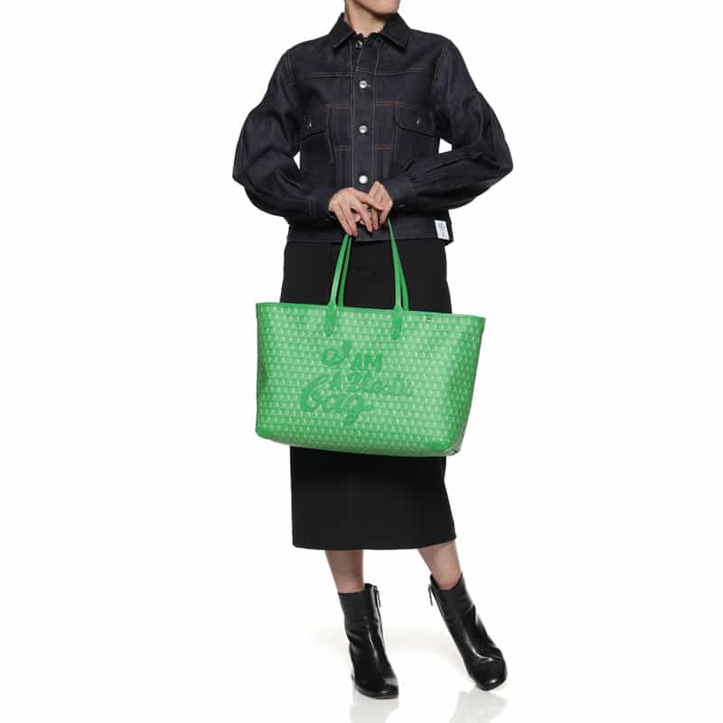 ANYA HINDMARCH ANYA HINDMARCH＜アニヤ ハインドマーチ＞ ジップ付きトートバッグ “I am a Plastic Bag“ GREEN