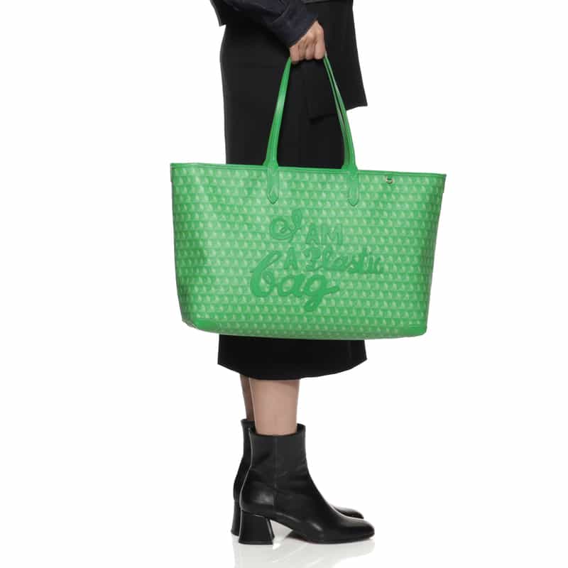 ANYA HINDMARCH ANYA HINDMARCH＜アニヤ ハインドマーチ＞ ジップ付きトートバッグ “I am a Plastic Bag“ GREEN