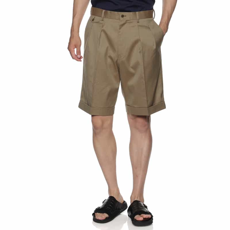 BARNEYS NEW YORK ウォッシャブル タック入りショートパンツ BEIGE