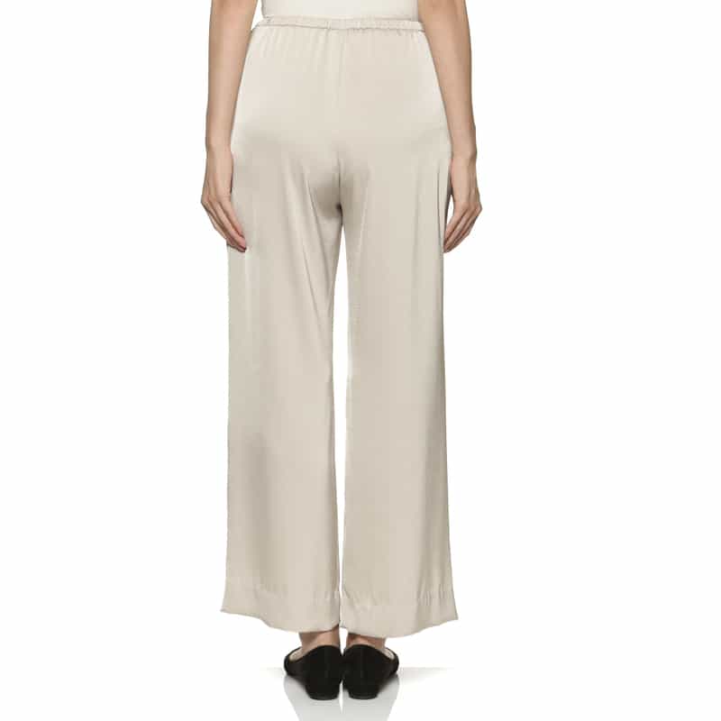 BARNEYS NEW YORK ウォッシャブル ドローリングサテンワイドパンツ BEIGE