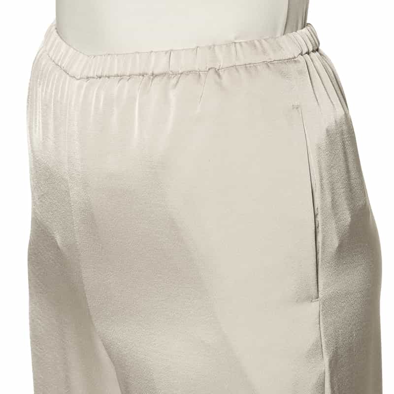 BARNEYS NEW YORK ウォッシャブル ドローリングサテンワイドパンツ BEIGE