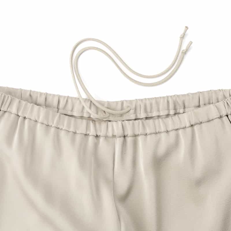 BARNEYS NEW YORK ウォッシャブル ドローリングサテンワイドパンツ BEIGE