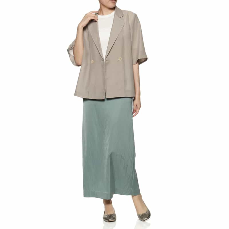 BARNEYS NEW YORK ウォッシャブル サテンタイトスカート GREEN