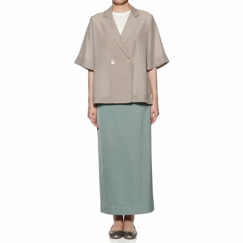 BARNEYS NEW YORK ウォッシャブル サテンタイトスカート GREEN