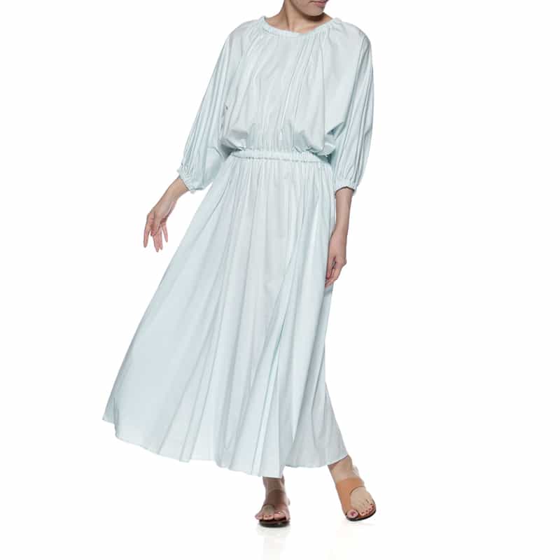 BARNEYS NEW YORK ウォッシャブル ボリュームスリーブドレス LIGHT BLUE