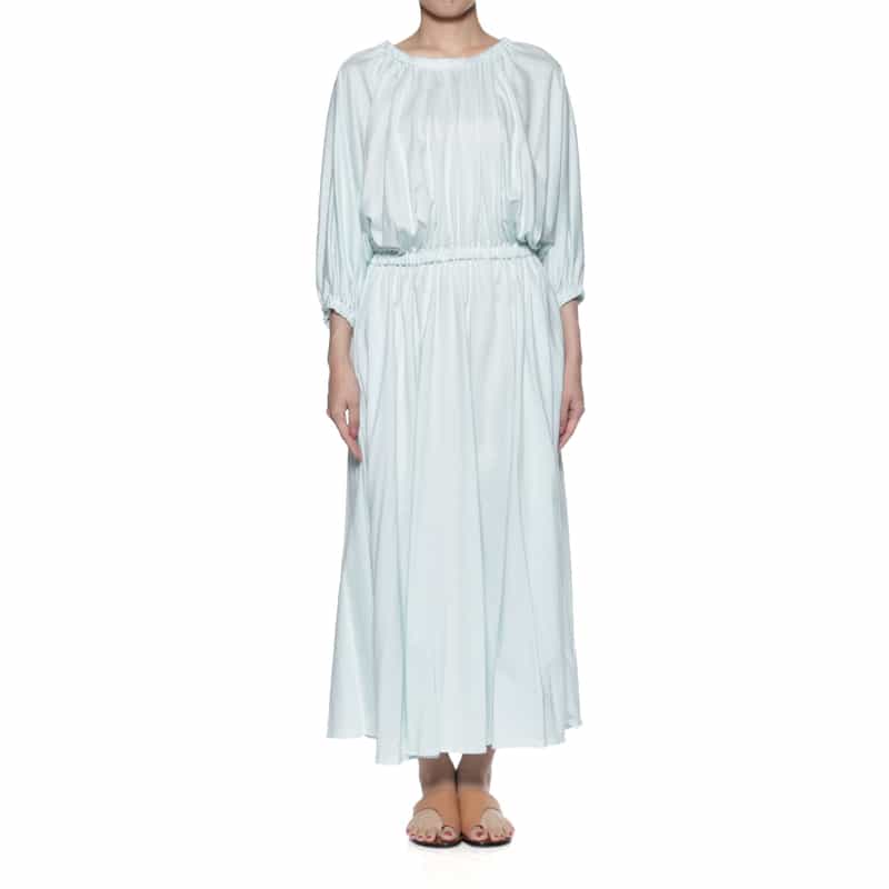 BARNEYS NEW YORK ウォッシャブル ボリュームスリーブドレス LIGHT BLUE