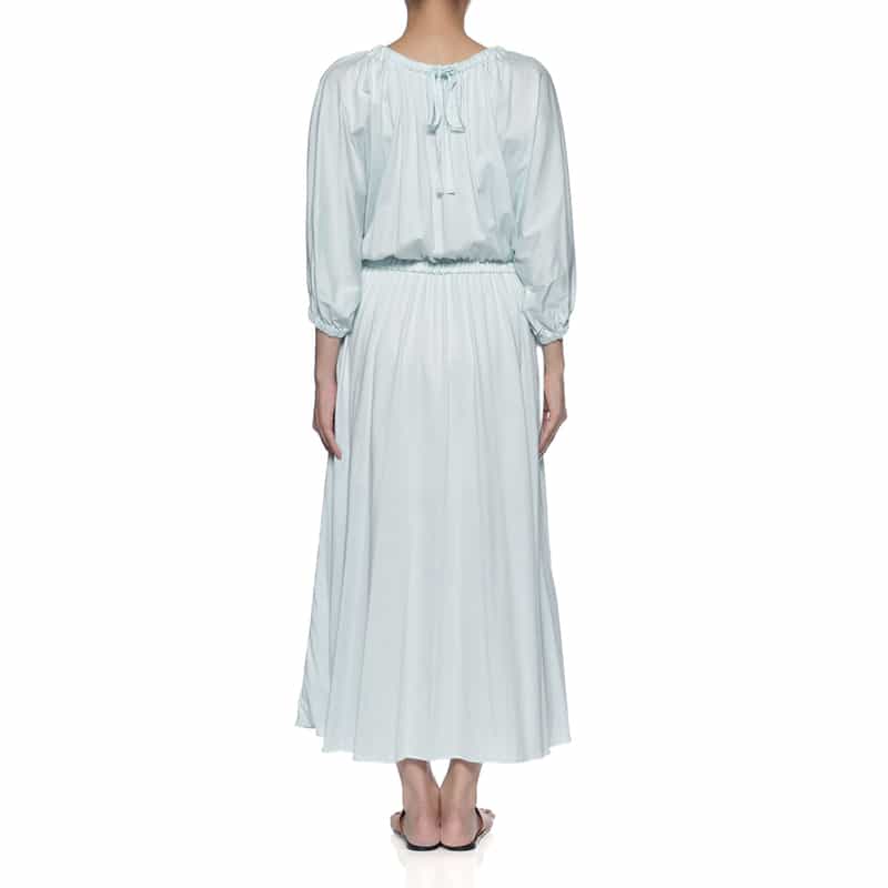 BARNEYS NEW YORK ウォッシャブル ボリュームスリーブドレス LIGHT BLUE