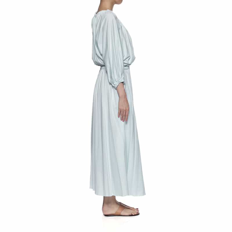 BARNEYS NEW YORK ウォッシャブル ボリュームスリーブドレス LIGHT BLUE