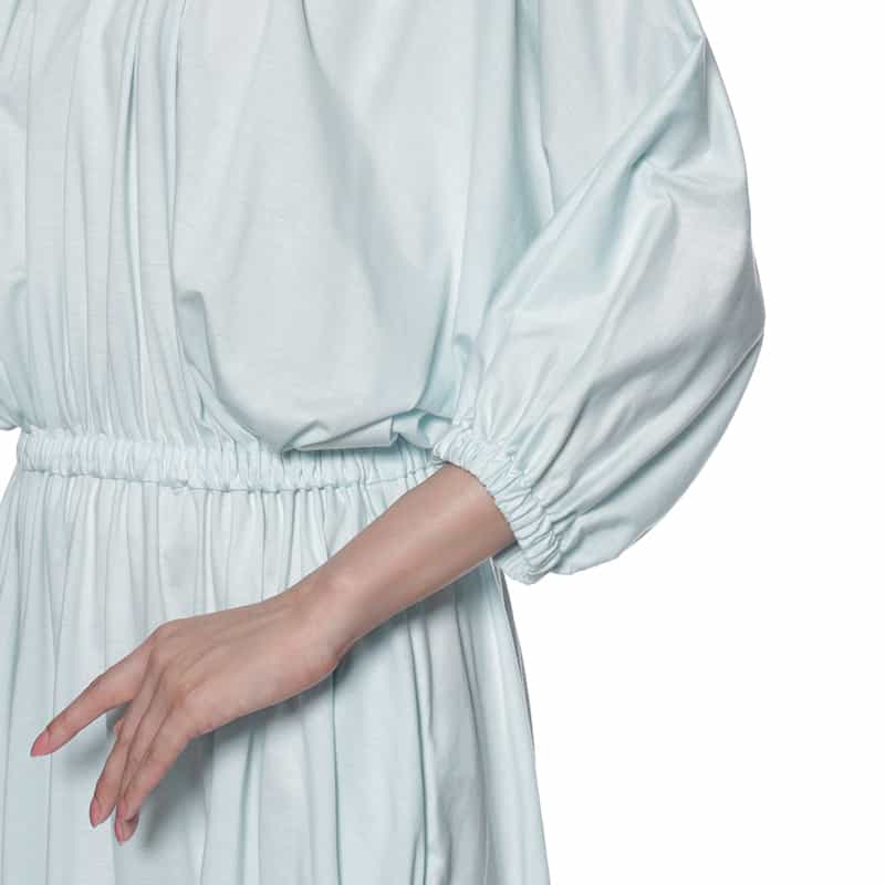 BARNEYS NEW YORK ウォッシャブル ボリュームスリーブドレス LIGHT BLUE