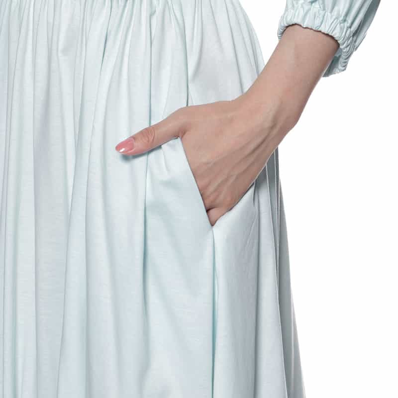 BARNEYS NEW YORK ウォッシャブル ボリュームスリーブドレス LIGHT BLUE