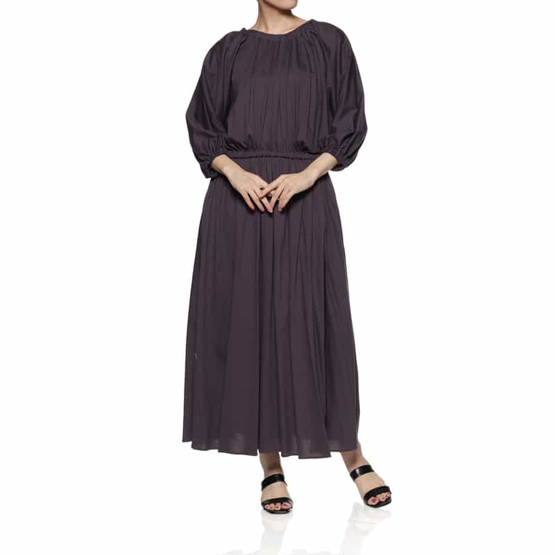 BARNEYS NEW YORK ウォッシャブル ボリュームスリーブドレス PURPLE