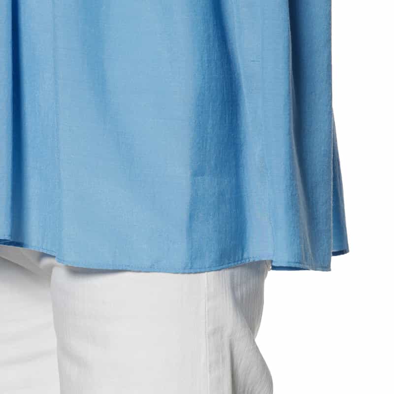 BARNEYS NEW YORK ウォッシャブル ギャザー切替ブラウス BLUE