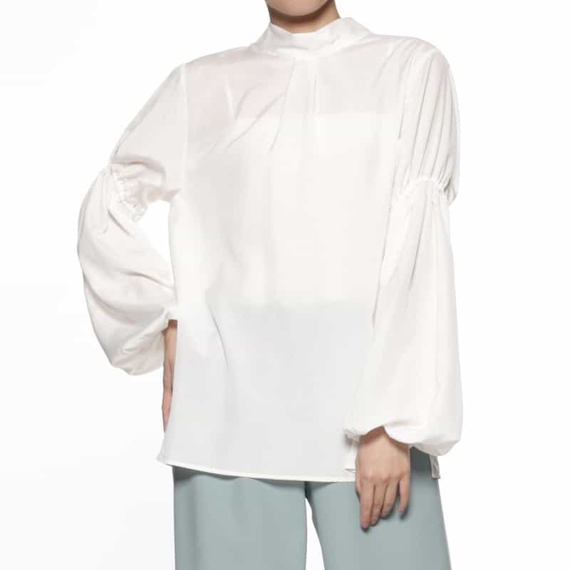 BARNEYS NEW YORK ウォッシャブル ボウタイブラウス WHITE