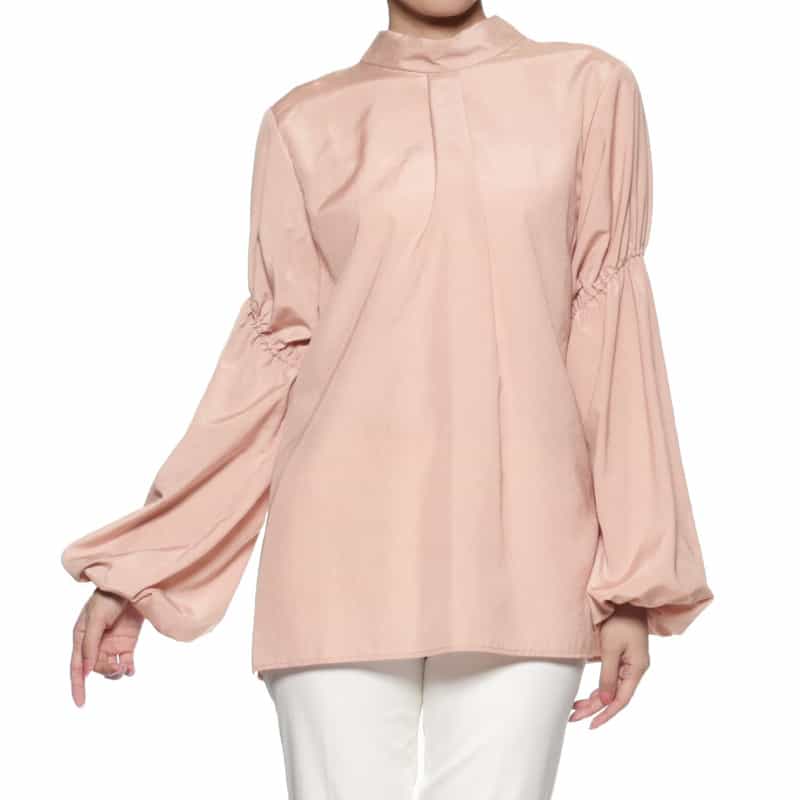 BARNEYS NEW YORK ウォッシャブル ボウタイブラウス LIGHT PINK