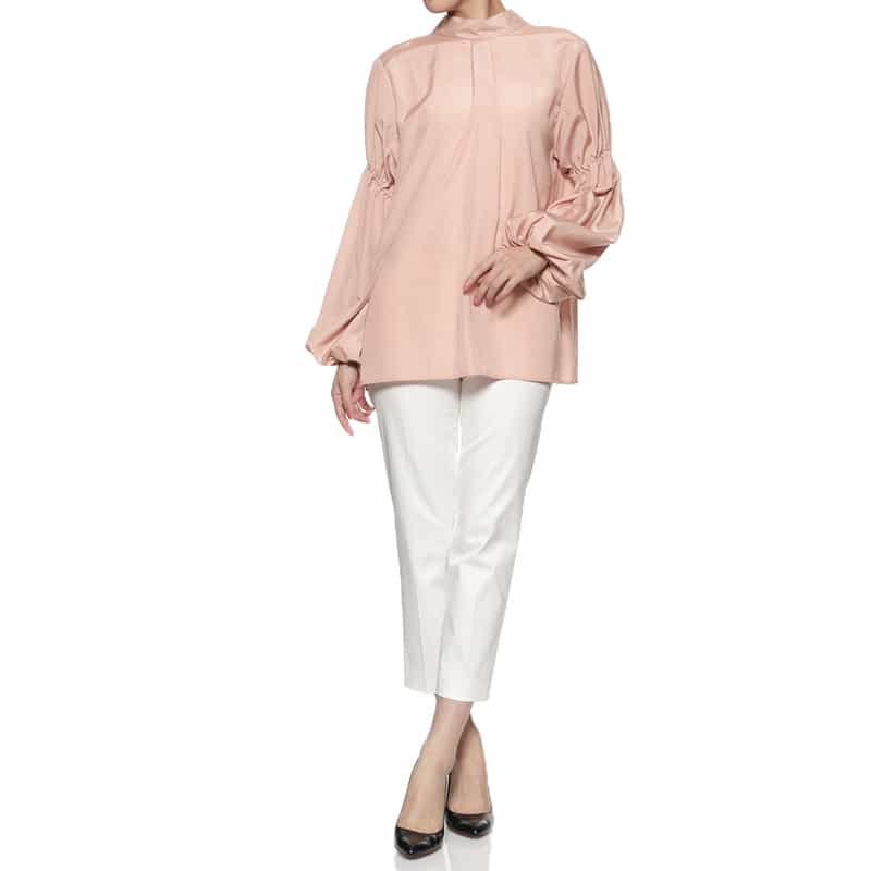 BARNEYS NEW YORK ウォッシャブル ボウタイブラウス LIGHT PINK