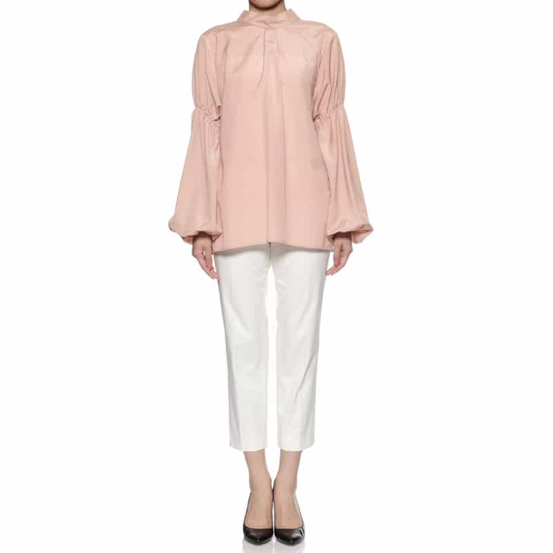 BARNEYS NEW YORK ウォッシャブル ボウタイブラウス LIGHT PINK