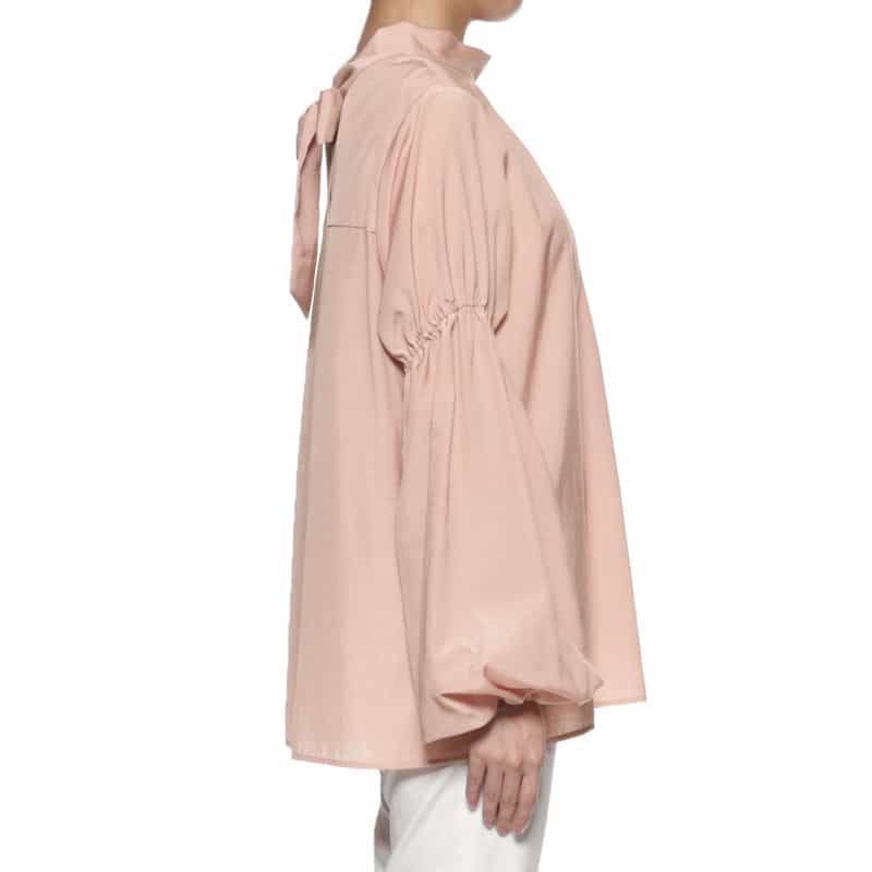 BARNEYS NEW YORK ウォッシャブル ボウタイブラウス LIGHT PINK