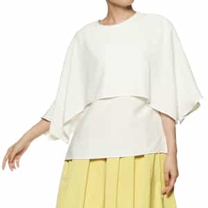 ウォッシャブル ドロップショルダーサテンブラウス