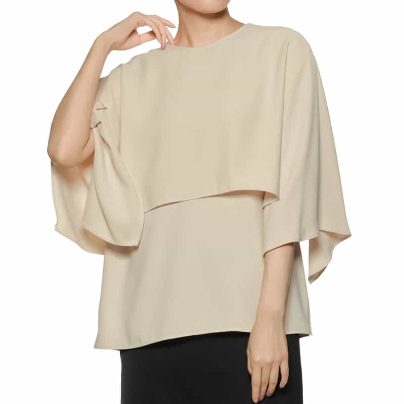 BARNEYS NEW YORK ウォッシャブル ドロップショルダーサテンブラウス BEIGE