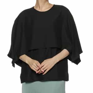 ウォッシャブル ドロップショルダーサテンブラウス