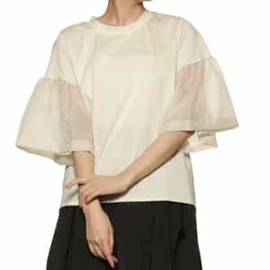 ウォッシャブル ボリュームシアースリーブカットソー