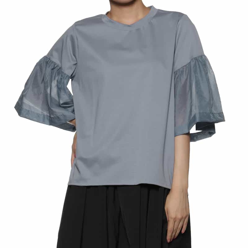 BARNEYS NEW YORK ウォッシャブル ボリュームシアースリーブカットソー BLUE