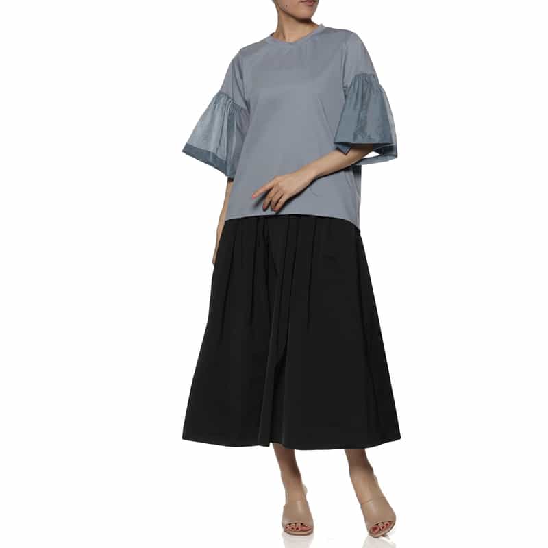 BARNEYS NEW YORK ウォッシャブル ボリュームシアースリーブカットソー BLUE