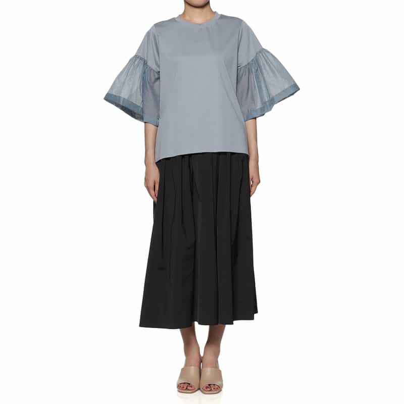 BARNEYS NEW YORK ウォッシャブル ボリュームシアースリーブカットソー BLUE