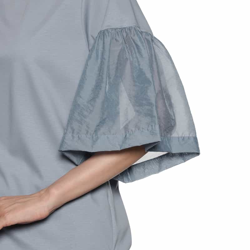 BARNEYS NEW YORK ウォッシャブル ボリュームシアースリーブカットソー BLUE