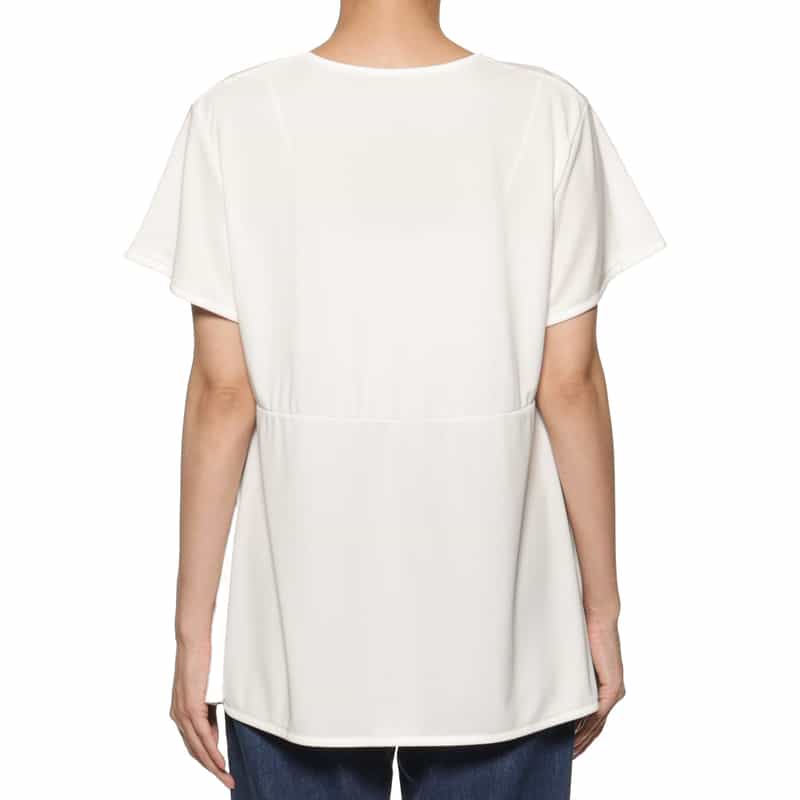 BARNEYS NEW YORK ウォッシャブル アシンメトリーヘムブラウス WHITE