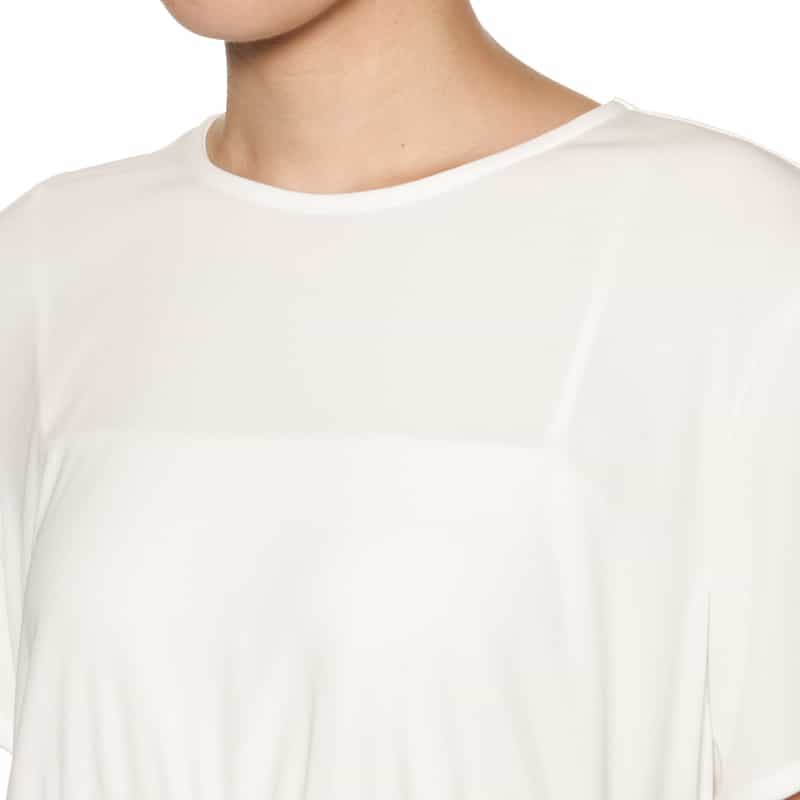 BARNEYS NEW YORK ウォッシャブル アシンメトリーヘムブラウス WHITE